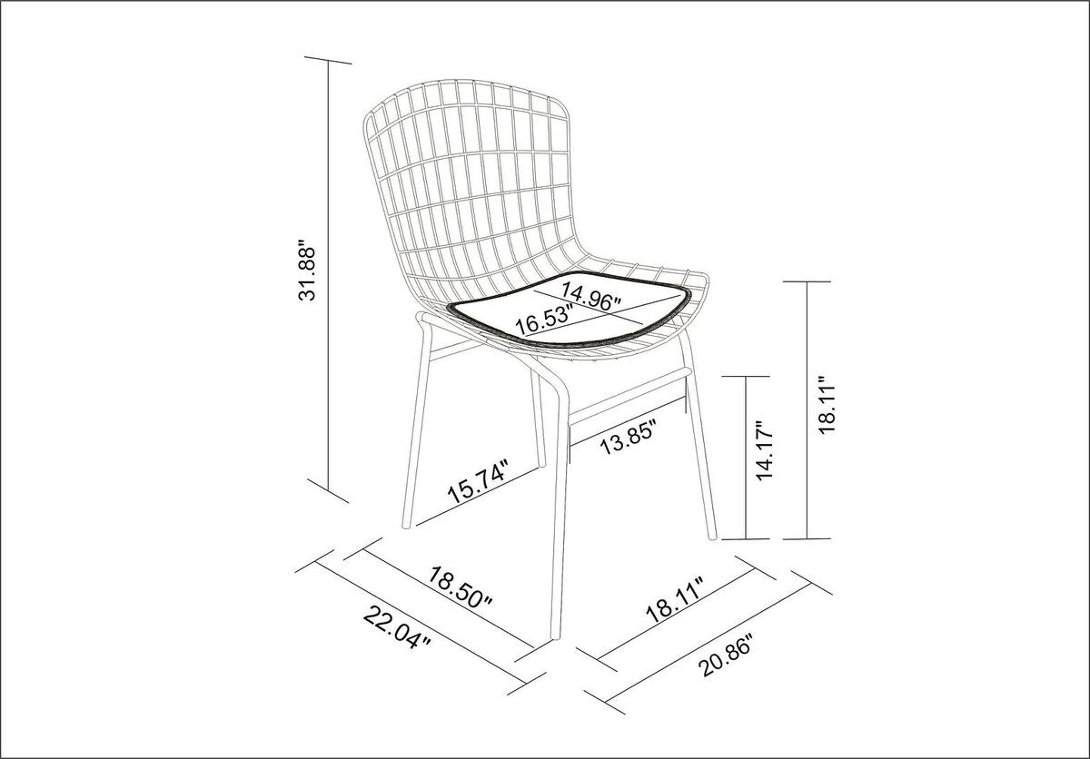 Manhattan Comfort Dining Chairs - Madeline Chair, Set of 2 with Seat Cushion in Black and White