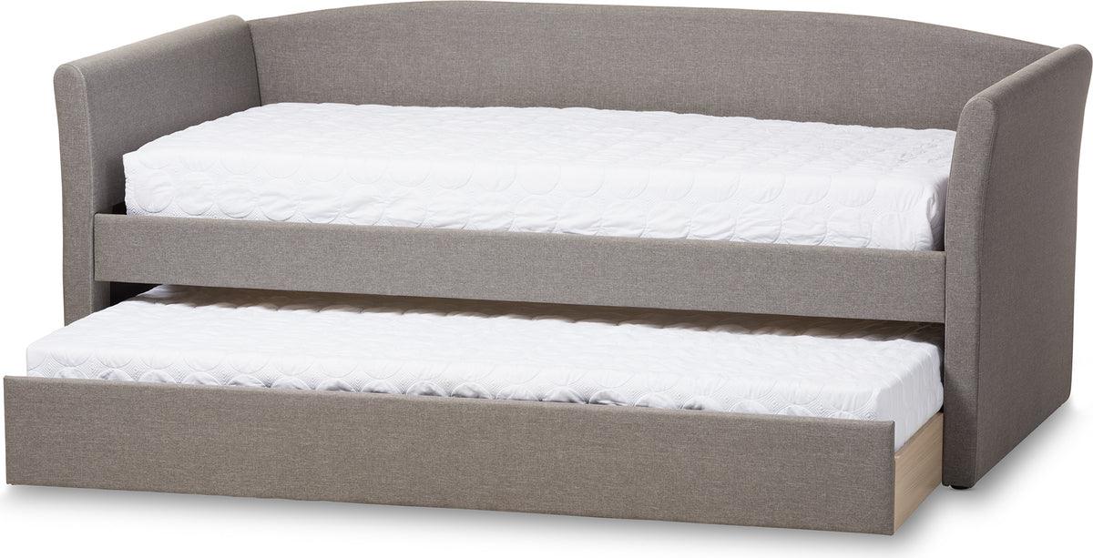 Wholesale Interiors Daybeds - Camino Modern and Contemporary Grey Fabric Upholstered Daybed with Guest Trundle Bed