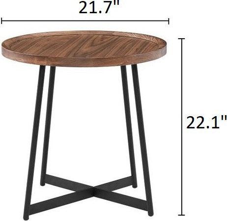 Euro Style Side & End Tables - Niklaus 22" Round Side Table Walnut & Black