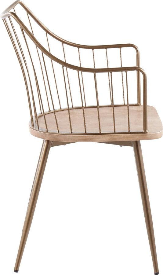 Lumisource Accent Chairs - Winston Farmhouse Chair in Antique Copper Metal and White Washed Wood