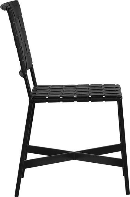 SUNPAN Dining Chairs - Omari Dining Chair - Black - Black Leather (Set of 2)