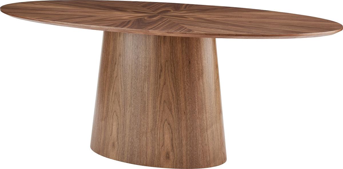 Euro Style Dining Tables - Deodat 79" Oval Dining Table in American Walnut in Star Pattern