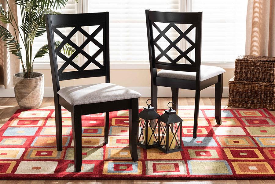 Wholesale Interiors Dining Chairs - Verner Grey Fabric Upholstered and Dark Brown Finished Wood 2-Piece Dining Chair Set