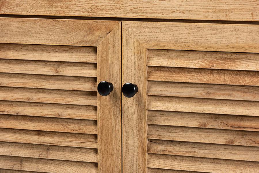 Wholesale Interiors Shoe Storage - Coolidge Oak Brown Finished Wood 5-Shelf Shoe Storage Cabinet
