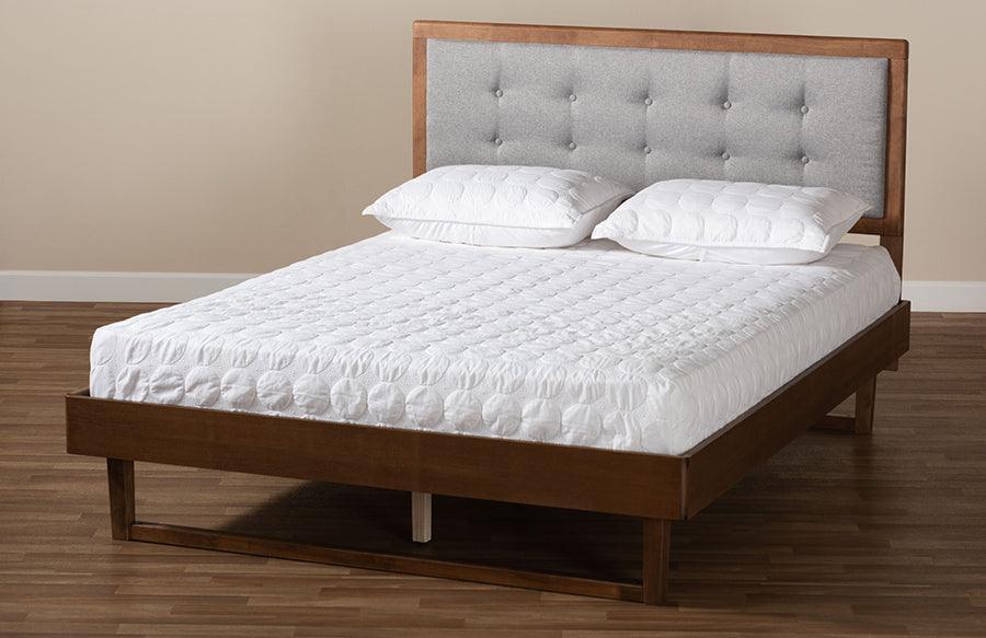 Wholesale Interiors Beds - Viviana Queen Bed Light Gray & Walnut