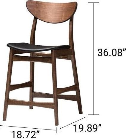 Wholesale Interiors Barstools - Latina Counter Stool Walnut & Black (Set of 2)