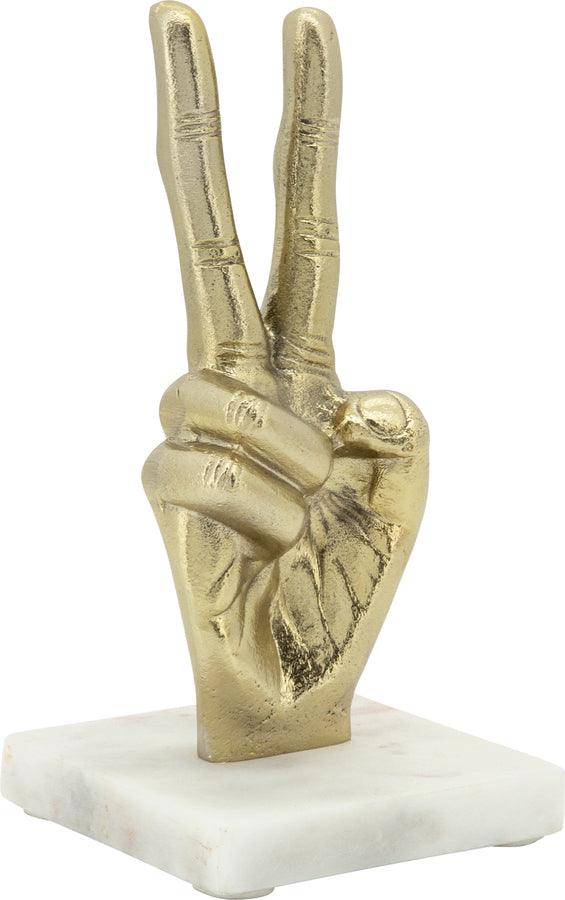 Sagebrook Home Decorative Objects - 9" Metal Peace Sign Gold