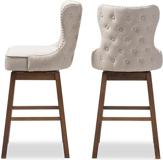 Wholesale Interiors Barstools - Gradisca Contemporary Brown & Light Beige Swivel Barstool (Set of 2)