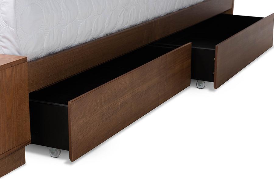 Wholesale Interiors Beds - Cosma Queen Storage Bed Light Gray & Ash Walnut