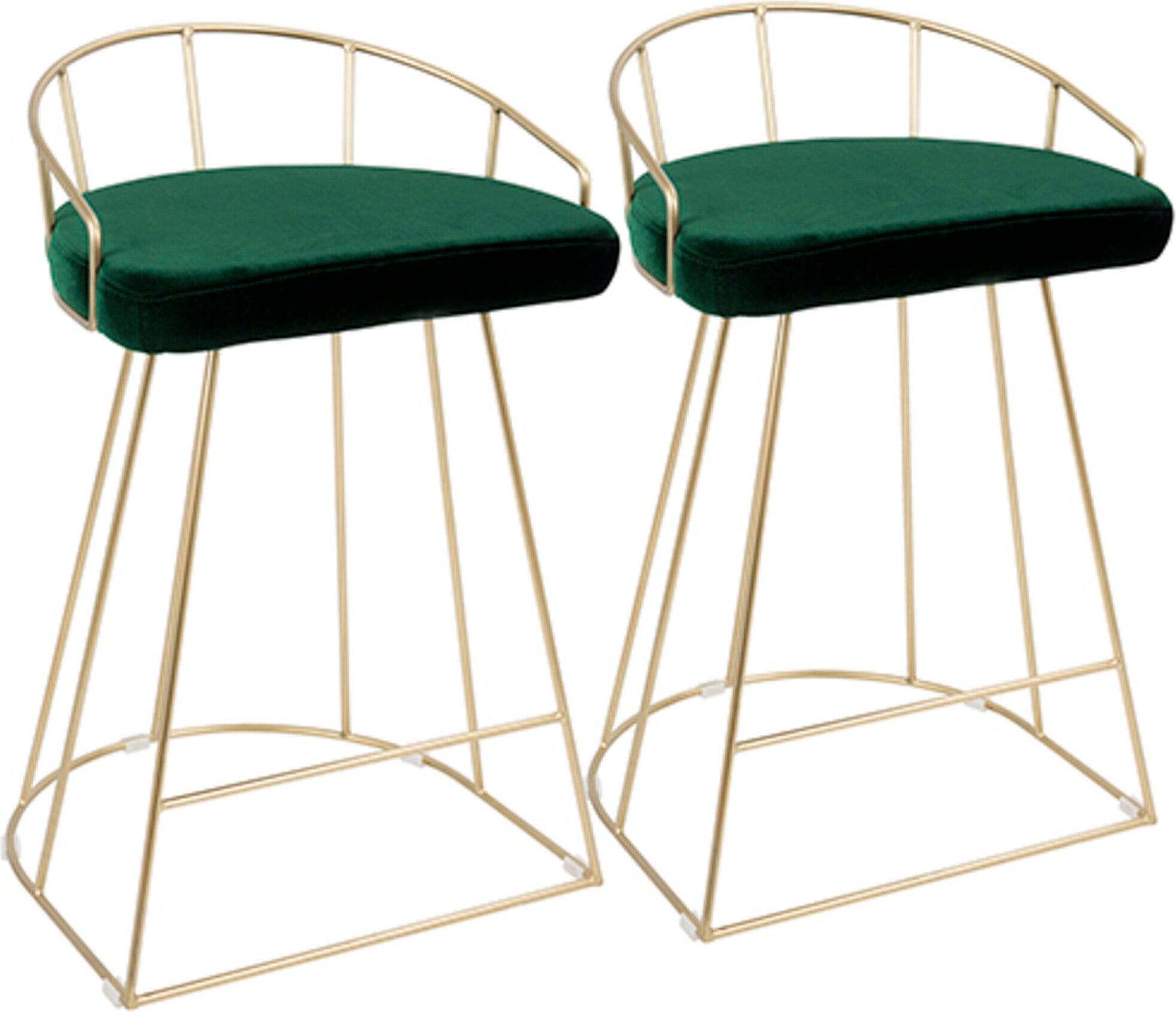 Lumisource Barstools - Canary Counter Stool Gold & Green (Set of 2)
