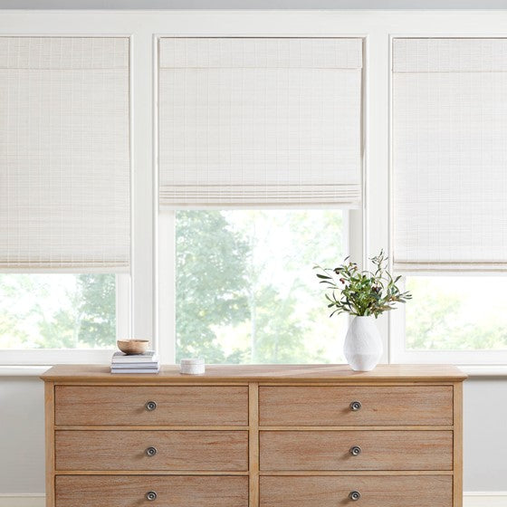 Olliix.com Curtains - Bamboo Light Filtering Roman Shade 64"L White