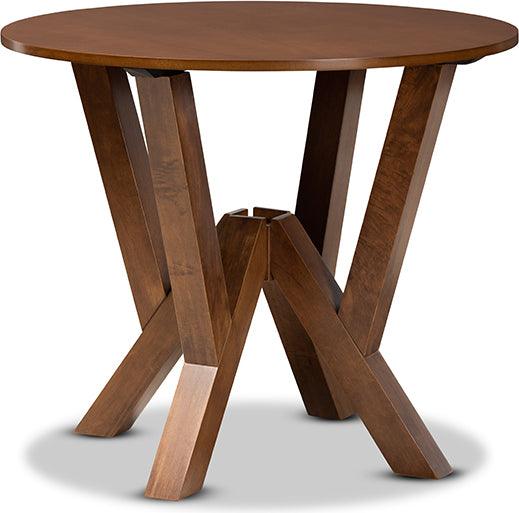 Wholesale Interiors Dining Sets - Ariane Grey Fabric Upholstered and Walnut Brown Finished Wood 5-Piece Dining Set