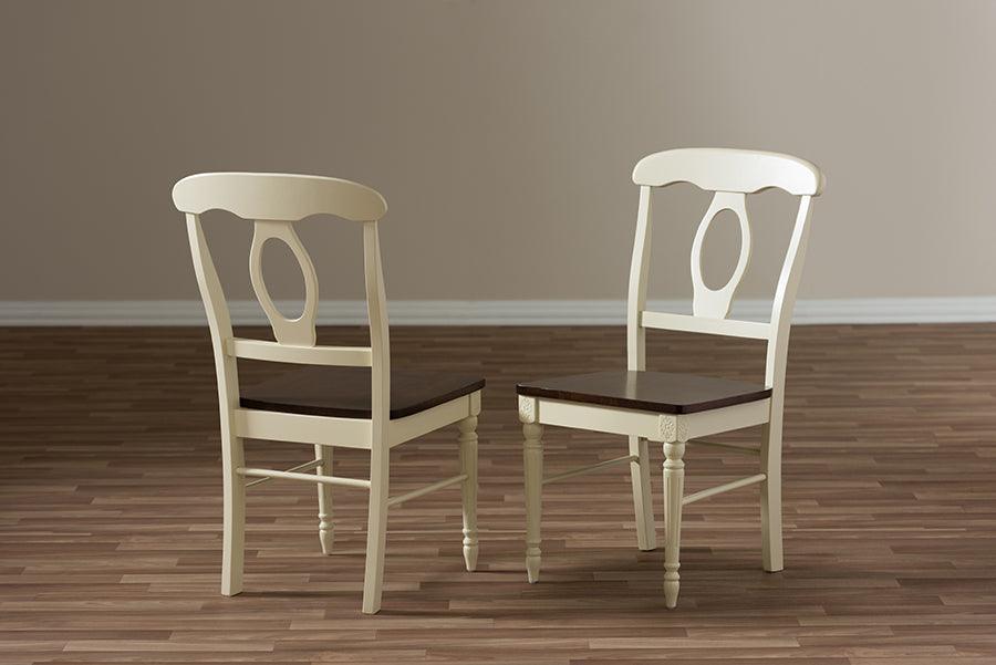 Wholesale Interiors Dining Chairs - Napoleon French Country Cottage Dining Chair Cherry Brown & Cream (Set of 2)