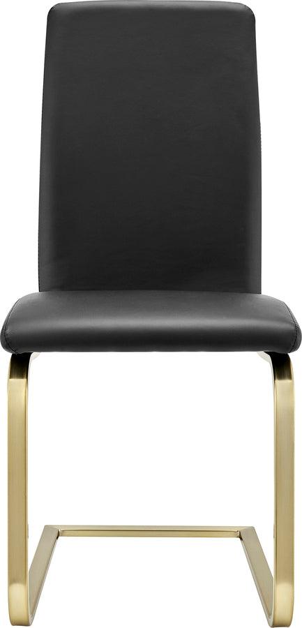 Euro Style Dining Chairs - Cinzia Dining Chair in Black with Matte Brushed Gold Legs - Set of 2