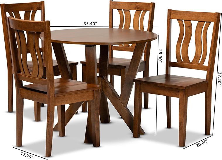 Wholesale Interiors Dining Sets - Noelia Walnut Brown Finished Wood 5-Piece Dining Set