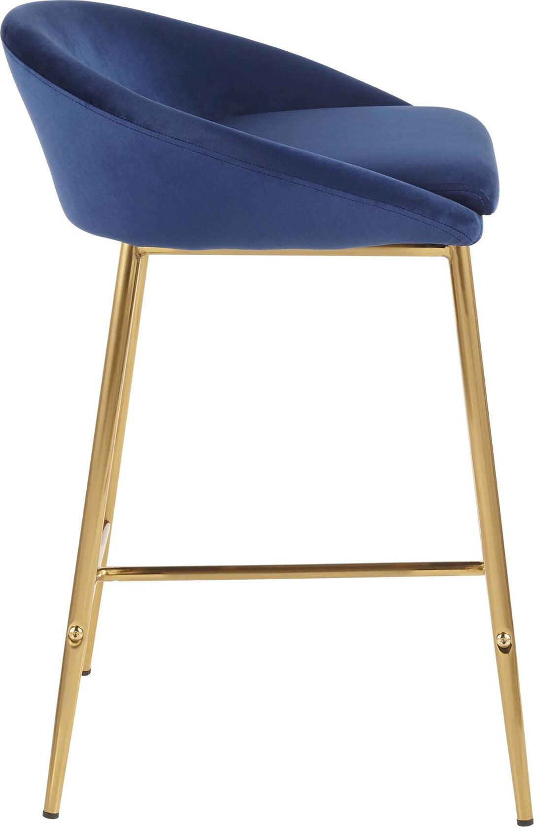 Lumisource Barstools - Matisse Counter Stool Gold & Blue (Set of 2)