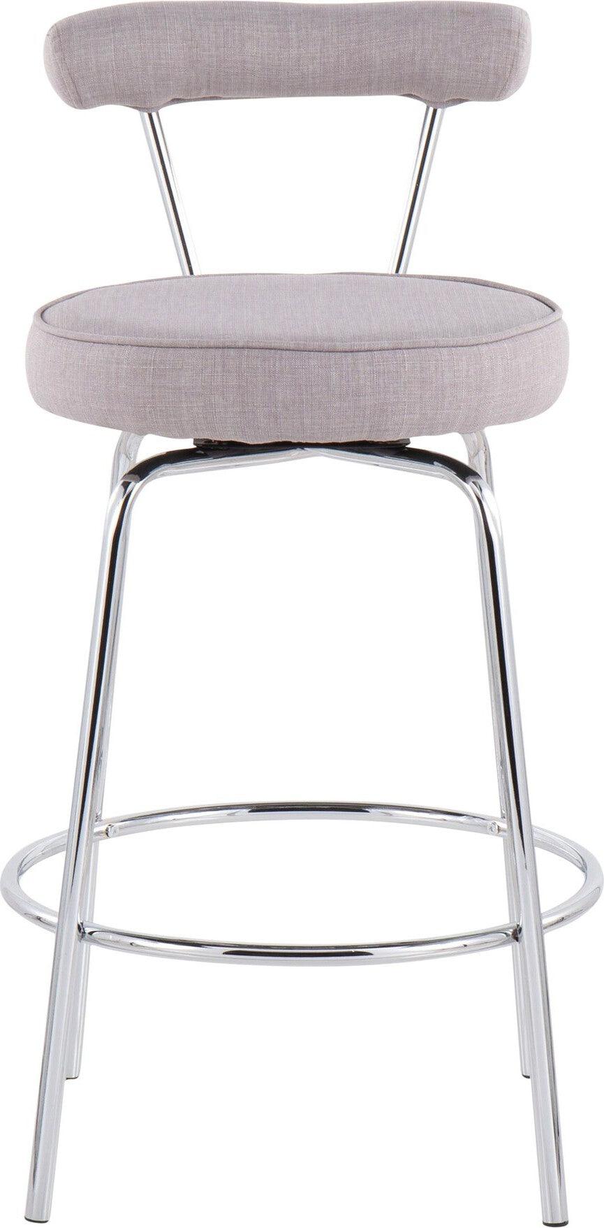Lumisource Barstools - Rhonda Counter Stool Chrome & Light Gray (Set of 2)