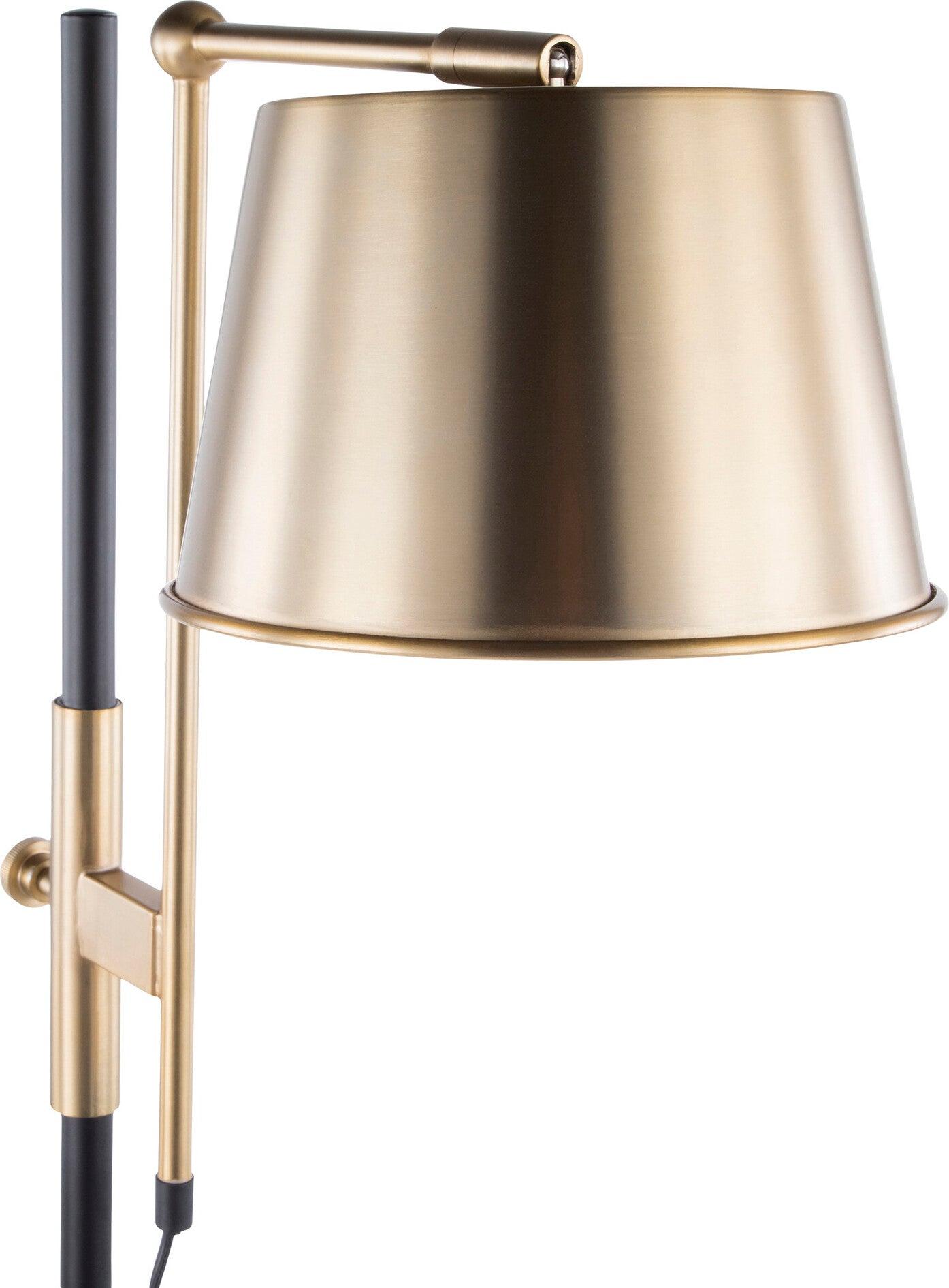 Lumisource Floor Lamps - Metric Floor Lamp Black & Antique Brass