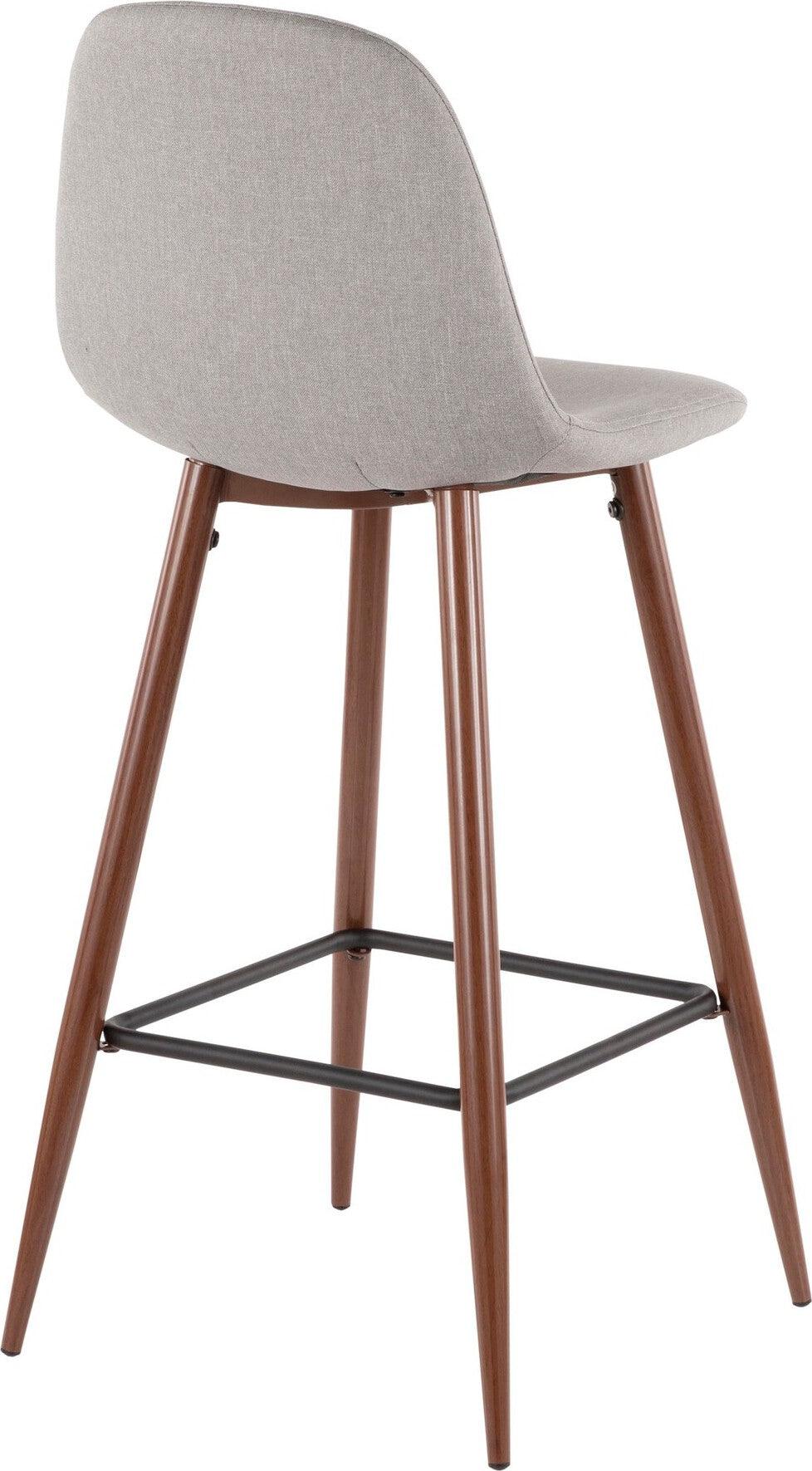 Lumisource Barstools - Pebble Barstool Walnut & Light Gray (Set of 2)