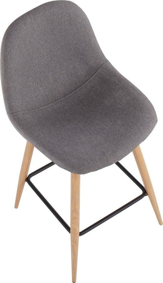Lumisource Barstools - Pebble Counter Stool In Natural Metal & Charcoal Fabric (Set of 2)