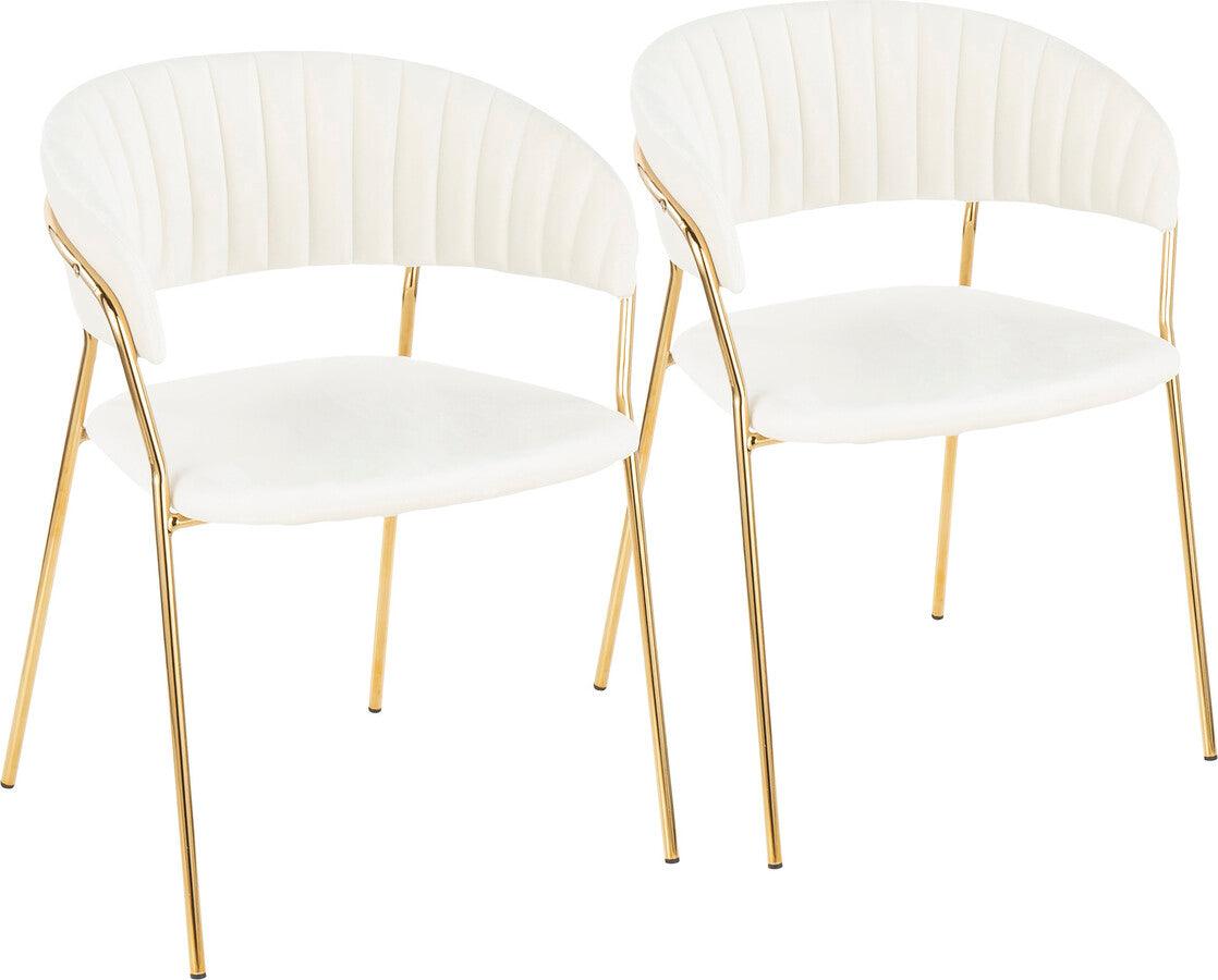 Lumisource Dining Chairs - Tania Contemporary-Glam Chair in Gold Metal with White Velvet - Set of 2
