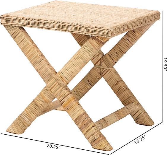 Wholesale Interiors Benches - Farica Modern Bohemian Natural Rattan And Mahogany Accent Bench