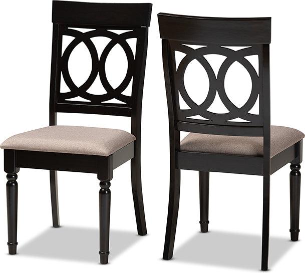 Wholesale Interiors Dining Chairs - Lucie Sand Fabric Upholstered And Espresso Brown Finished Wood 2-Piece Dining Chair Set Set