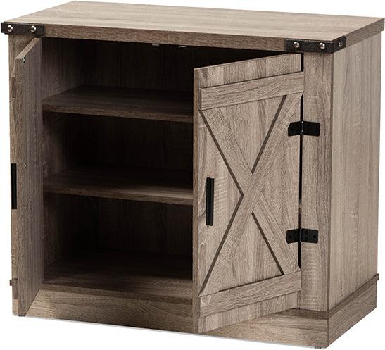 Wholesale Interiors Shoe Storage - Wayne Modern Contemporary Farmhouse Oak Brown Finished Wood 2-Door Shoe Storage Cabinet