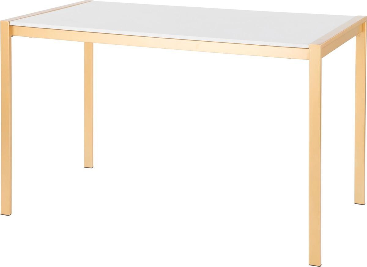 Lumisource Dining Tables - Fuji Modern/Glam Dining Table in Gold Metal with White Marble Top