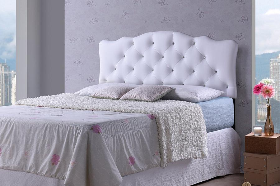 Wholesale Interiors Headboards - Rita Modern and Contemporary Full Size Button-tufted Scalloped Headboard White