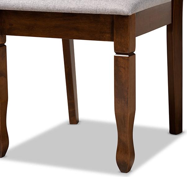 Wholesale Interiors Dining Sets - Lanier Grey Fabric Upholstered and Walnut Brown Finished Wood 7-Piece Dining Set