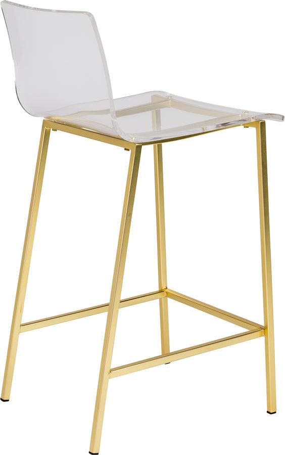 Euro Style Barstools - Chloe Counter Stool in Clear Acrylic with Matte Brushed Gold Legs - Set of 2