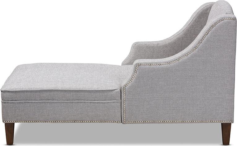 Wholesale Interiors Accent Chairs - Leonie Modern and Contemporary Grey Fabric Wenge Brown Chaise Lounge