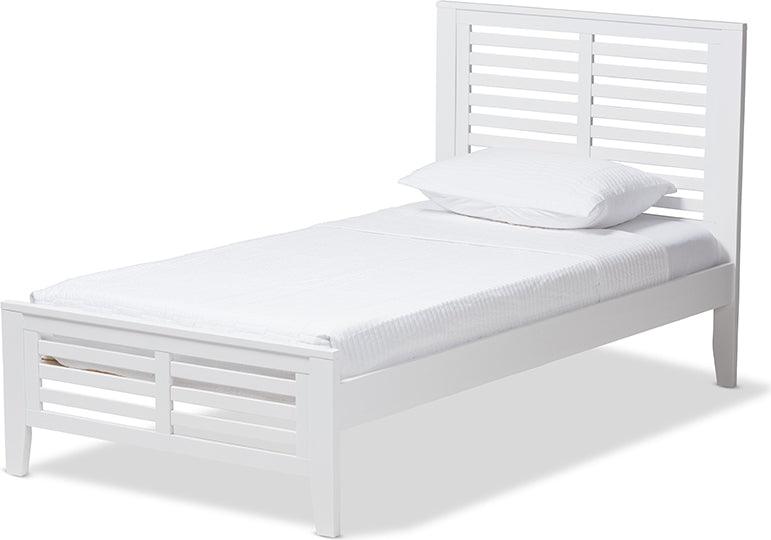 Wholesale Interiors Beds - Sedona Modern Classic Mission Style White-Finished Wood Twin Platform Bed