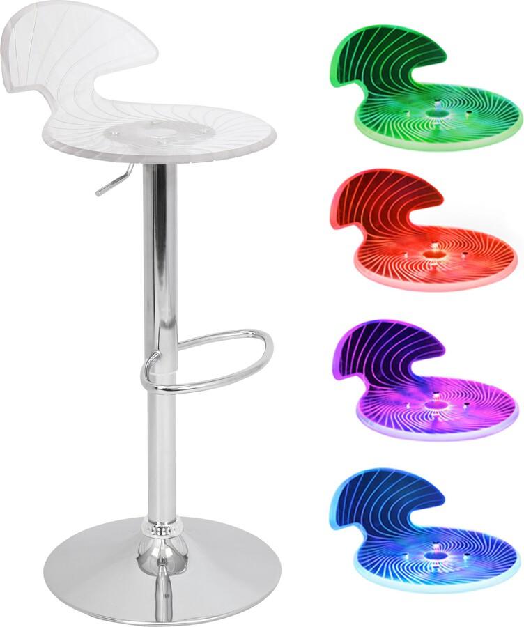 Lumisource Barstools - Spyra Contemporary Light Up and Height Adjustable Bar Stool in Multi