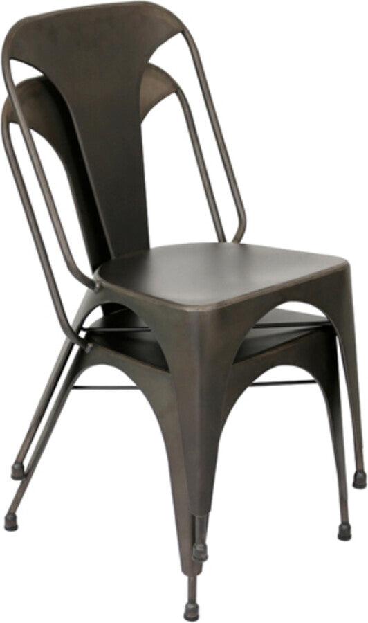 Lumisource Dining Chairs - Austin Industrial Dining Chair in Antique - Set of 2