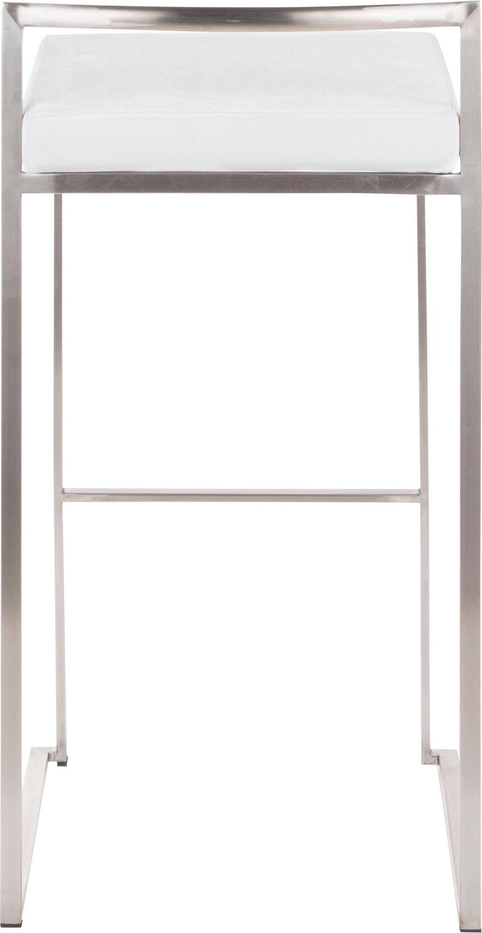 Lumisource Barstools - Fuji Stacker Barstool Brushed & White (Set of 2)