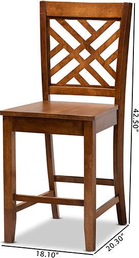 Wholesale Interiors Barstools - Caron Walnut Brown Finished Wood 2-Piece Counter Stool Set