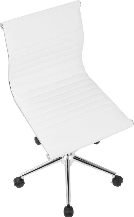 Lumisource Task Chairs - Master Contemporary Armless Adjustable Task Chair in White Faux Leather