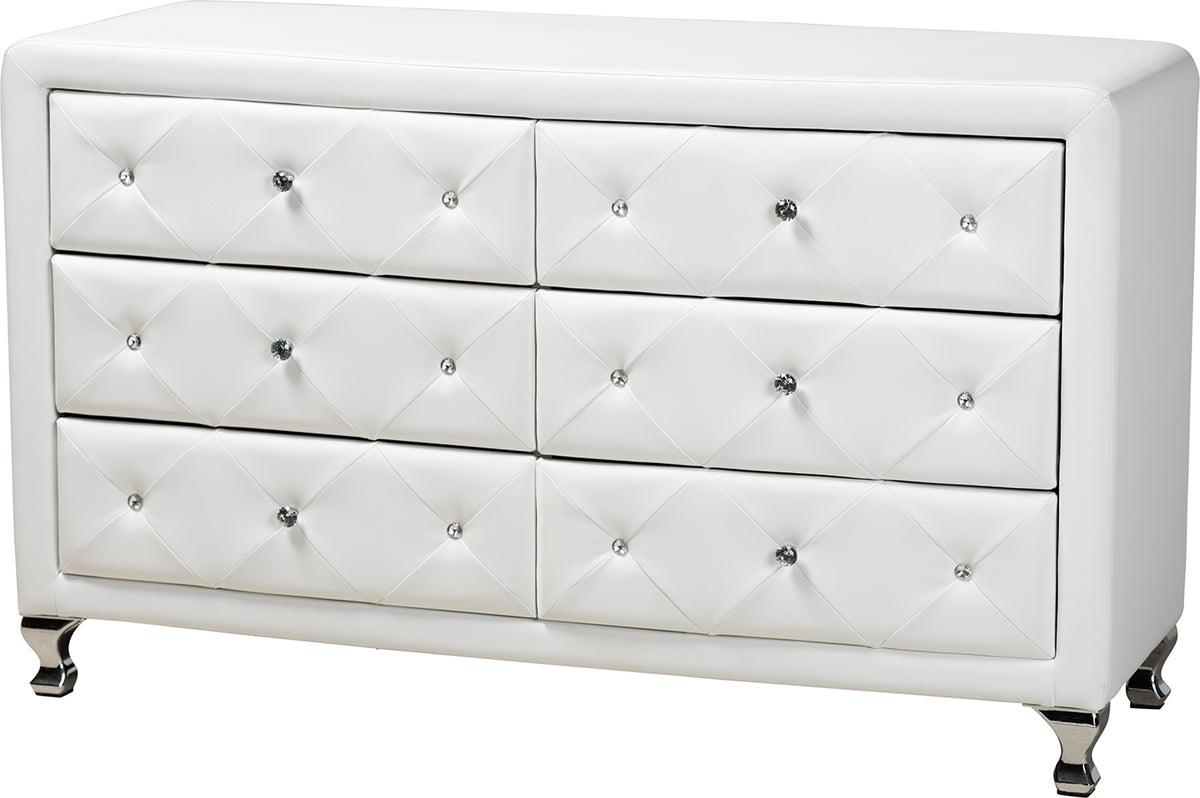 Wholesale Interiors Dressers - Luminescence White Faux Leather Upholstered Dresser