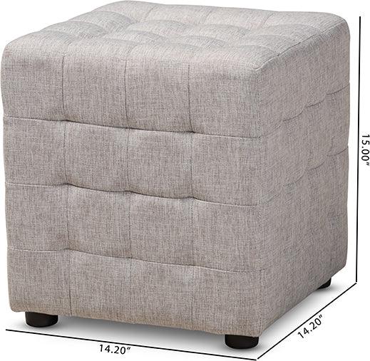 Wholesale Interiors Ottomans & Stools - Elladio Modern And Contemporary Greyish Beige Fabric Upholstered Tufted Cube Ottoman Set Of 2