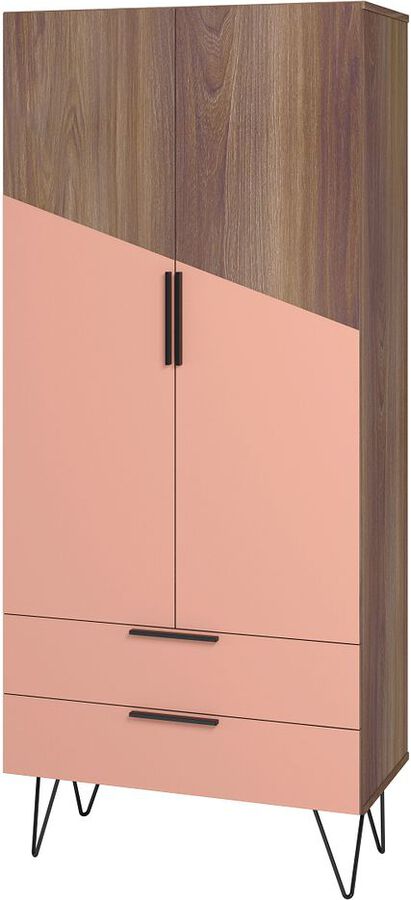 Manhattan Comfort Cabinets & Wardrobes - Beekman 67.32 Tall Cabinet in Brown and Pink