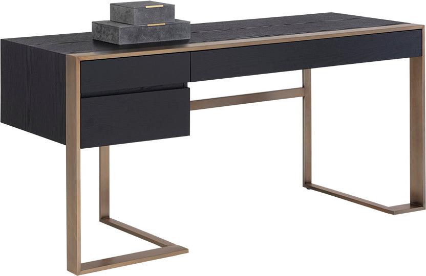 SUNPAN Desks - Dalton Desk - Antique Brass - Black