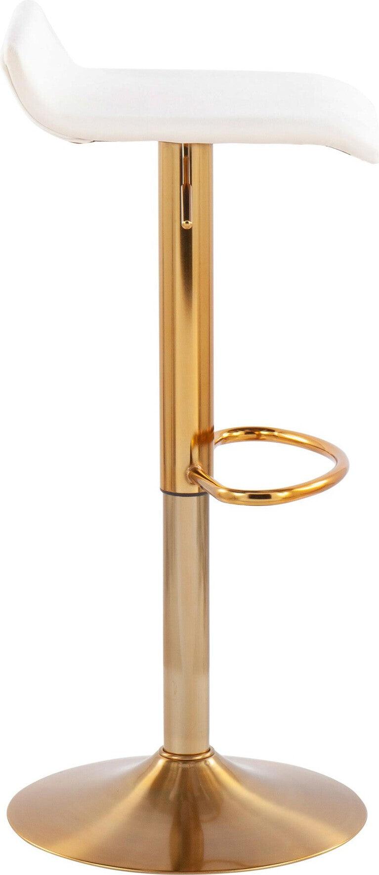 Lumisource Barstools - Ale Barstool (Set of 2) Gold Steel & Cream Velvet