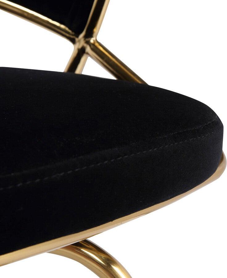 Lumisource Barstools - Jie Glam Fixed-Height Counter Stool In Gold Metal & Black Velvet (Set of 2)