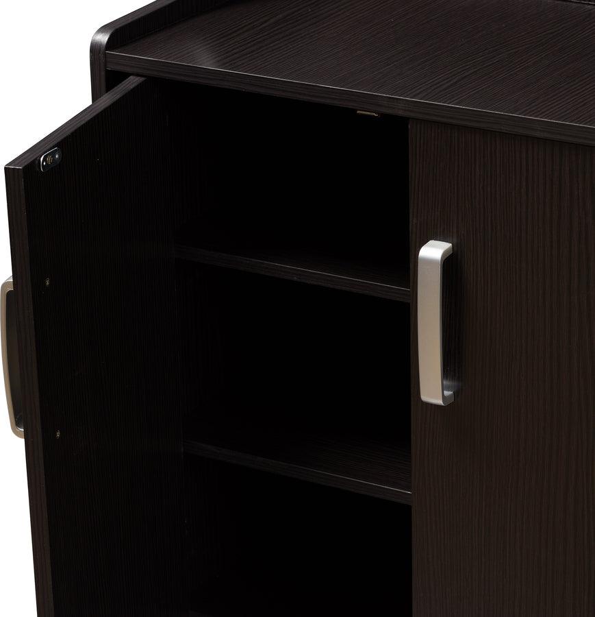 Wholesale Interiors Shoe Storage - Verdell Modern and Contemporary Wenge Brown Finished Shoe Cabinet