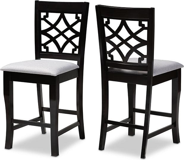 Wholesale Interiors Barstools - Nisa Grey Fabric Upholstered Espresso Brown Finished 2-Piece W (Set of 2)