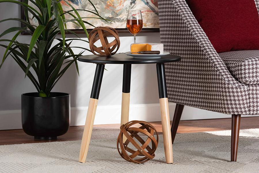 Wholesale Interiors Coffee Tables - Obert Mid-Century Modern Two-Tone Black and Oak Brown Finished Wood Coffee Table
