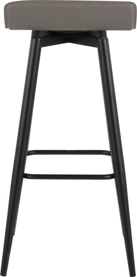Lumisource Barstools - Ale Bar Stool In Black Steel & Grey Faux Leather (Set of 2)