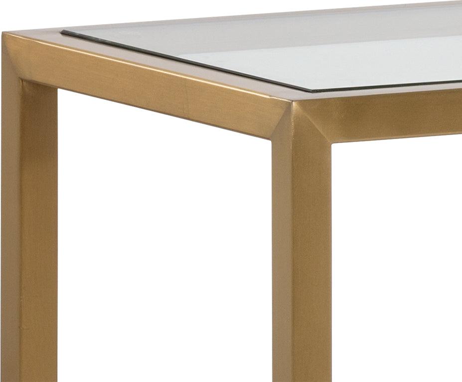 SUNPAN Consoles - Carver Console Table Gold Wood | Glass